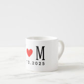 Customized wedding Couple Name Date Red Love エスプレッソカップ (正面右)