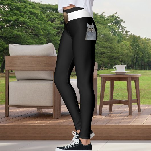 Customized White Black Pet Cat Lover Custom Made レギンス