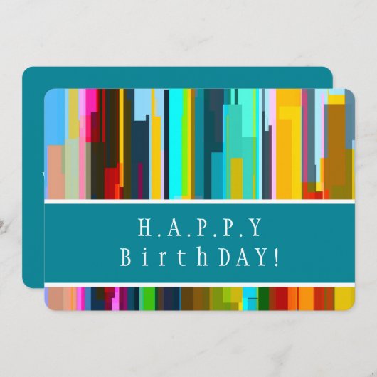Customized Wish, Modern Abstract Art Birthday Card 招待状 (正面/裏面)
