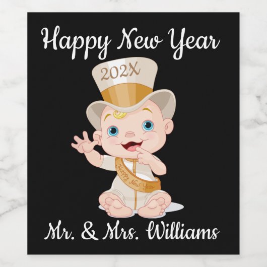 Customized Yearly New Year Baby  ワインラベル (シングルラベル)