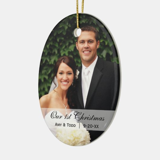 CustomKathy |の初めてのクリスマスの写真のオーナメント セラミックオーナメント (左)