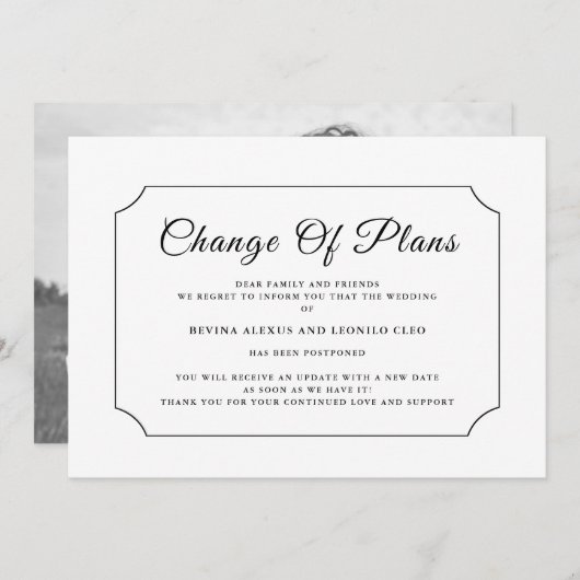 CustomPhoto|プランの変更|延期された告知 招待状 (正面/裏面)
