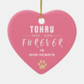 CustomPhoto Petメモリアルフローラハート形 セラミックオーナメント (裏面)