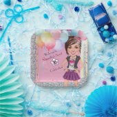 CustomSweet 16 Caricature Invitation with Balloons ペーパープレート (パーティー)