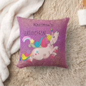 CustomText/ユニコーンかわいいレインボーグラデーショングリッター クッション (ブランケット)