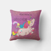 CustomText/ユニコーンかわいいレインボーグラデーショングリッター クッション (裏面)