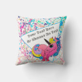 CustomText/ 1990s 90sレトロピンクカラフルユニコーン クッション (裏面)