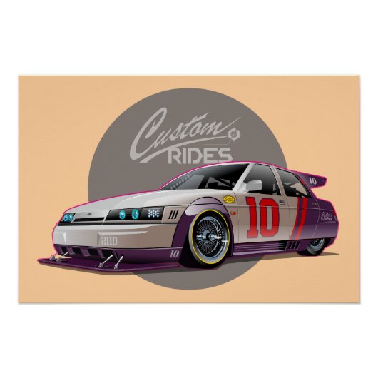 Custonフィクションのレースカーの概念 ポスター (正面)