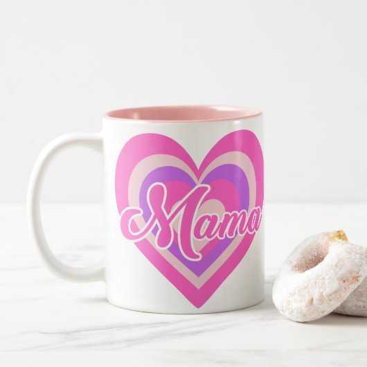 Custon Retro Heart Mama ツートーンマグカップ (ドーナツ)