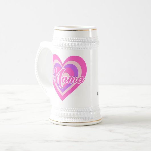Custon Retro Heart Mama ビールジョッキ (正面左)
