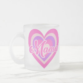 Custon Retro Heart Mama フロストグラスマグカップ