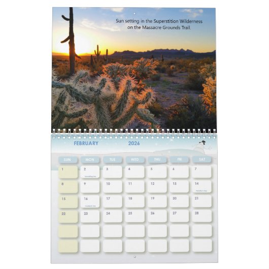 Custumize自分のアリゾナの素晴らしいカレンダーを作成 カレンダー (2月 2026)