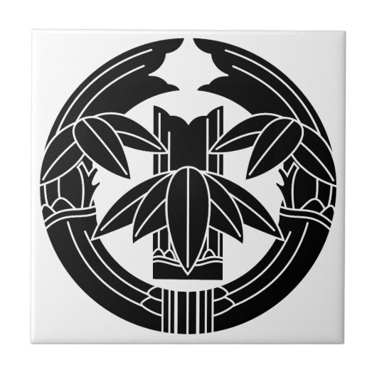 Cut bamboo in embracing bamboo leaves タイル (正面)