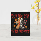 Cut My Life Into Eces Xmas Gingerbread Funny Chris カード (黄色い花)