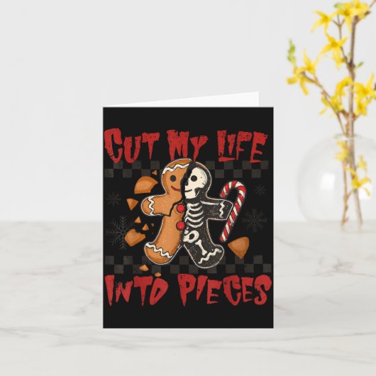 Cut My Life Into Eces Xmas Gingerbread Funny Chris カード (黄色い花)
