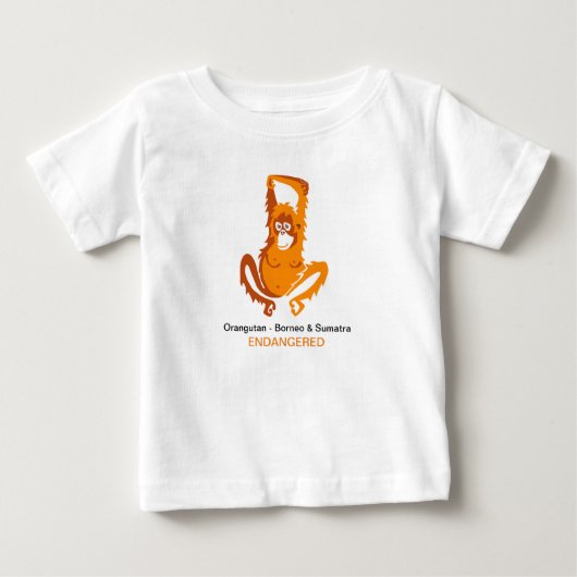 Cut -ORANGUTAN – 絶滅危惧動物グラフィック ベビーTシャツ (正面)