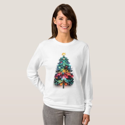 Cut paper Christmas tree Tシャツ (正面フル)