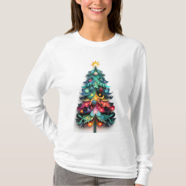 Cut paper Christmas tree Tシャツ