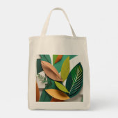 Cut paper leaves in green and gold トートバッグ (裏面)