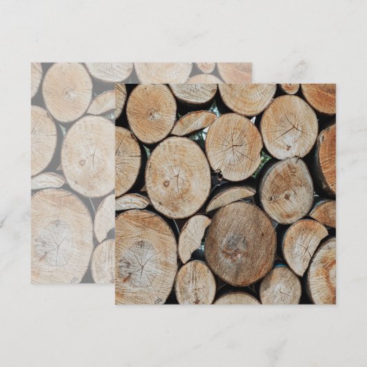 Cut Tree Branch Logs Stacked Pattern Photograph  カード (正面/裏面)