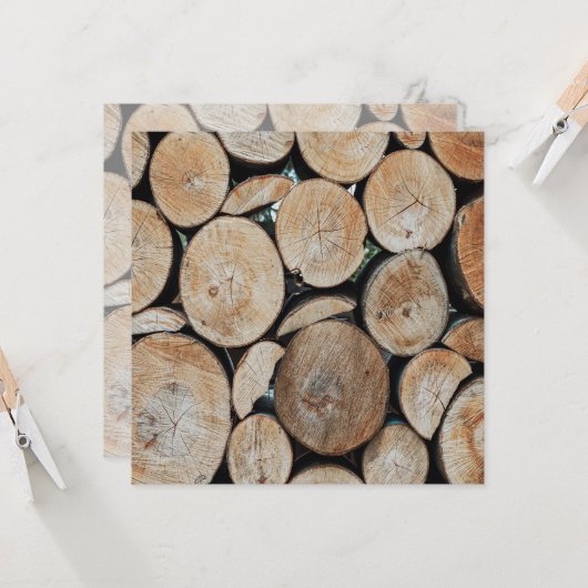 Cut Tree Branch Logs Stacked Pattern Photograph  カード (正面/裏面インサイチュ)