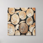 Cut Tree Branch Logs Stacked Pattern Photograph キャンバスプリント (正面)