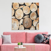 Cut Tree Branch Logs Stacked Pattern Photograph キャンバスプリント (インサイチュ (リビング))