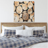 Cut Tree Branch Logs Stacked Pattern Photograph キャンバスプリント (インサイチュ (寝室))