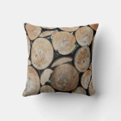 Cut Tree Branch Logs Stacked Pattern Photograph クッション (裏面)