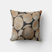 Cut Tree Branch Logs Stacked Pattern Photograph クッション (正面)