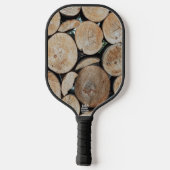 Cut Tree Branch Logs Stacked Pattern Photograph ピックルボールラケット (裏面)