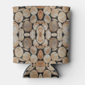 Cut Tree Branch Logs Stacked Pattern Photograph 缶クーラー (正面)