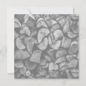 Cut Tree Logs Stacked Together Black & White Photo カード (裏面)