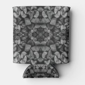 Cut Tree Logs Stacked Together Black & White Photo 缶クーラー (正面)