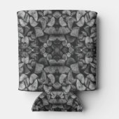 Cut Tree Logs Stacked Together Black & White Photo 缶クーラー (裏面)