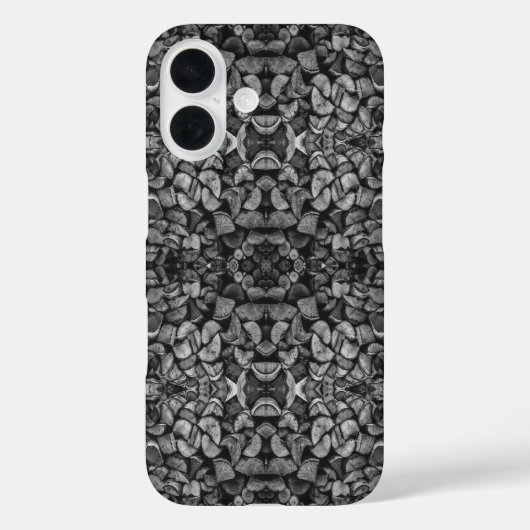Cut Tree Logs Stacked Together Black & White Photo Case-Mate iPhoneケース (裏面)