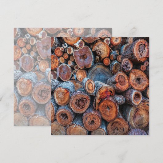 Cut Tree Logs Stacked Together Pattern Photograph カード (正面/裏面)