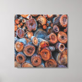 Cut Tree Logs Stacked Together Pattern Photograph キャンバスプリント (正面)