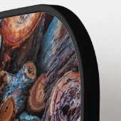 Cut Tree Logs Stacked Together Pattern Photograph ピックルボールラケット (左詳細)