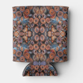 Cut Tree Logs Stacked Together Pattern Photograph 缶クーラー (正面)