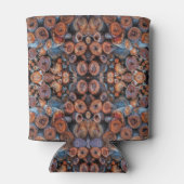 Cut Tree Logs Stacked Together Pattern Photograph 缶クーラー (裏面)