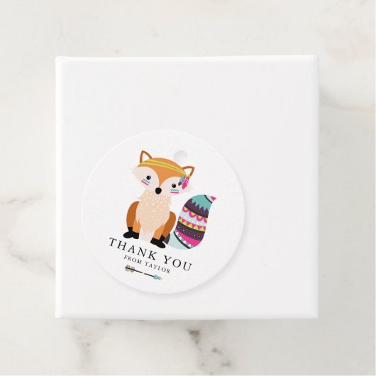 CUteトリアカラフルルキツネ子供の誕生日ありがとう フェイバータグ (インサイチュ)