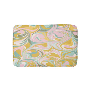 Cute抽象芸術Marble Swirl in Pink 自然 and金ゴールド バスマット