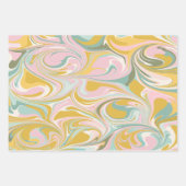 Cute抽象芸術Marble Swirl in Pink 自然 and金ゴールド ラッピングペーパーシート (正面2)