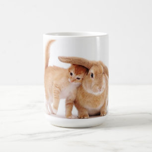 cute_おもしろいanimals_8ウサギの友達の子猫 コーヒーマグカップ