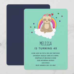Cute めい想's Sloth on a Cloud Birthday Party 招待状