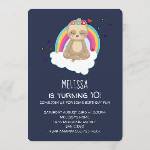 Cute めい想's Sloth on a Cloud Birthday Party 招待状