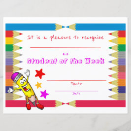 Cute & カラフル Student of the Week Certificate