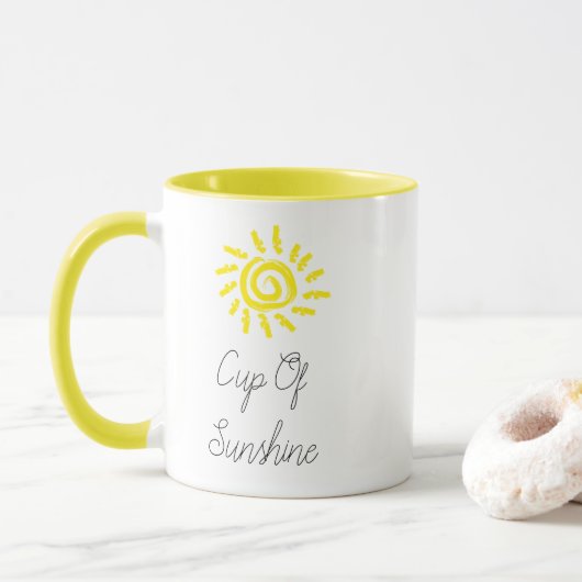 CUTE! ☀️コップ一杯の陽気なマグカップ - 明るい黄色い太陽 マグカップ (ドーナツ)