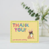 Cute フランスの Bulldogおもしろいフローラ     サンキューカード (スタンド正面)